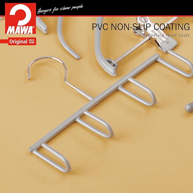 Mawa by Reston Lloyd Non-Slip Space-Saving Clothes Hanger for Belts with 4-Hooks, Style GH, Set of 2, White