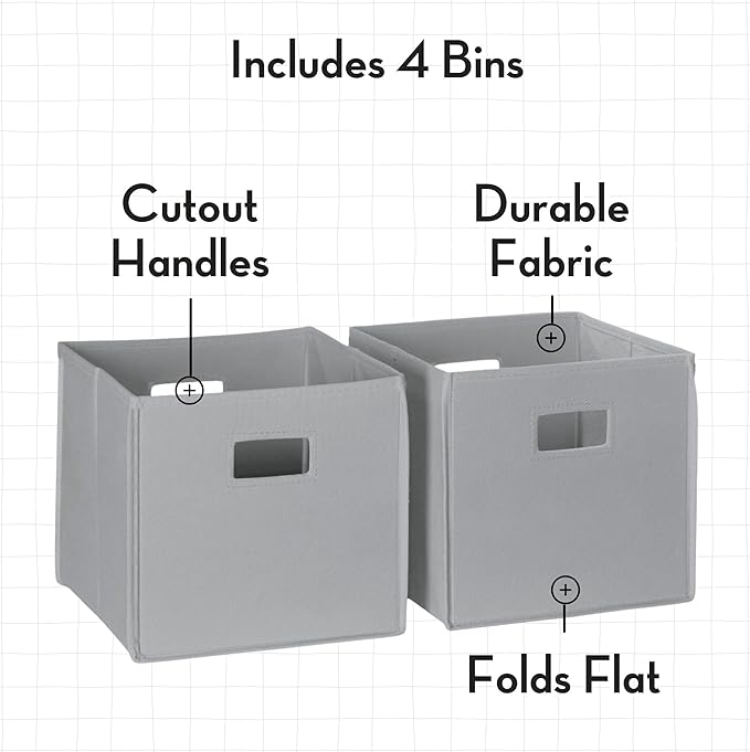 RiverRidge Folding Storage Bins with Handles Gray Cube Storage Organizer for Closet, Bedroom & Playroom - Closet Organizers and Storage Set of 4