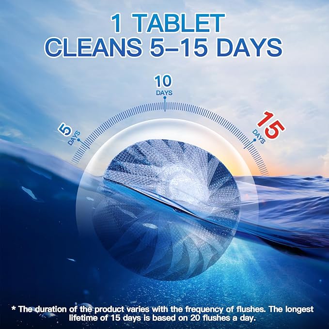 Vacplus Automatic Toilet Bowl Cleaner Tablets, Bathroom Toilet Tank Cleaner (50 PACK), VA-T165