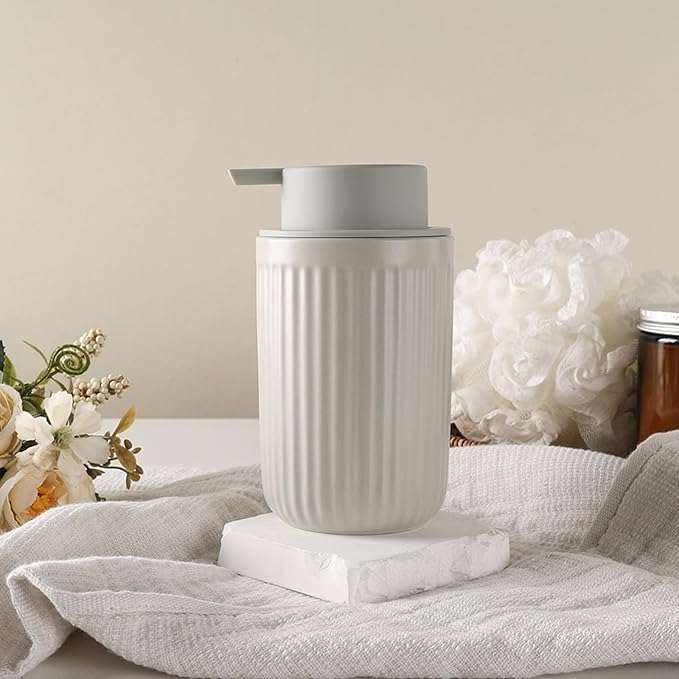 BosilunLife Dish Hand Soap Dispenser - Liquid Pump Soap Dispenser for Bathroom Decro 12oz Ceramic Kitchen Dish Dispenser with Rust-Proof Liquid Pump Modern Refillable Lotion Bottles