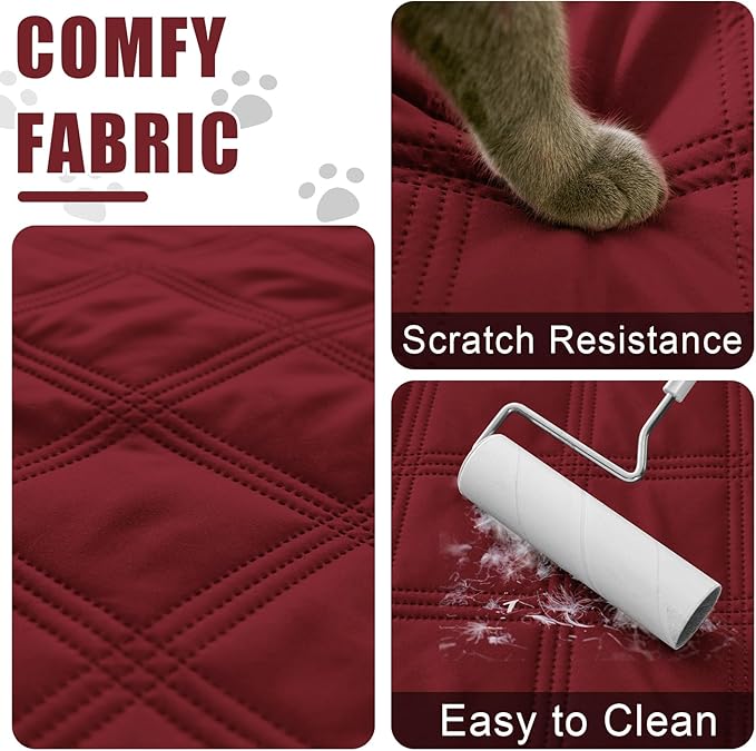 Smiry Waterproof Dog Bed Cover Blanket 40x80, Soft Reversible Pet Blanket, Washable Leakproof Cats Dogs Couch Cover for Sofa, Couch, Furniture, Lattice, Wine Red/Beige