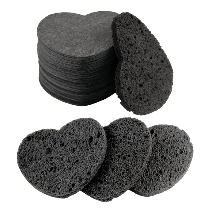 50-Count Facial Sponges Compressed, 100% Natural Cellulose Face Sponge Professional Cosmetic Spa Sponges for Face Cleansing, Exfoliating Mask, Makeup Removal for Travel and Home, Black