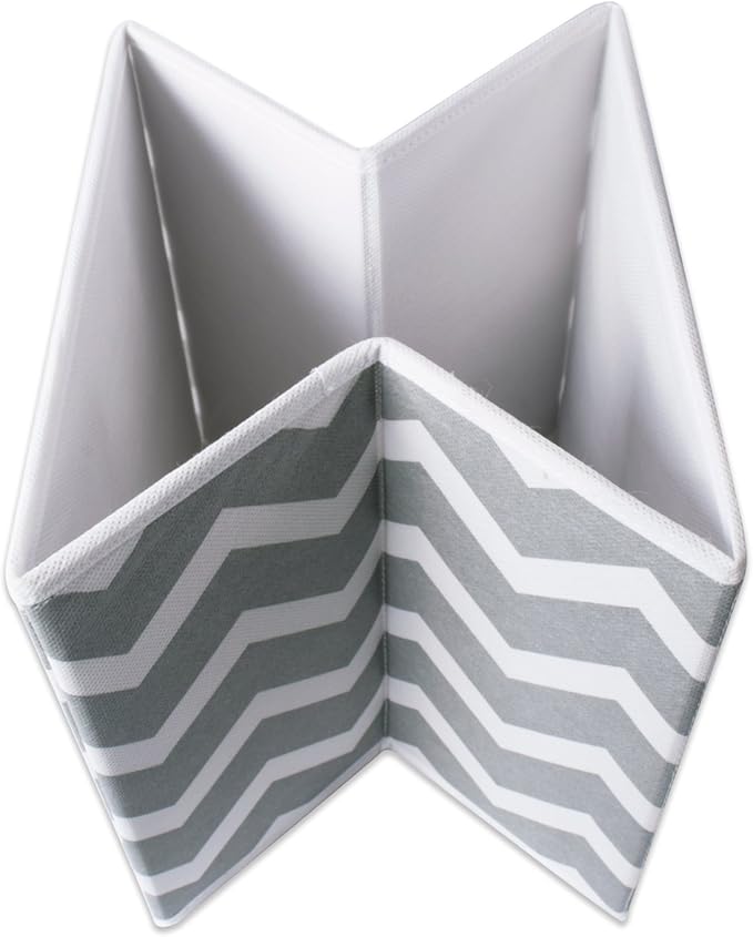 DII Non Woven Polyester Storage Bin, Chevron, Gray, Small Set of 2