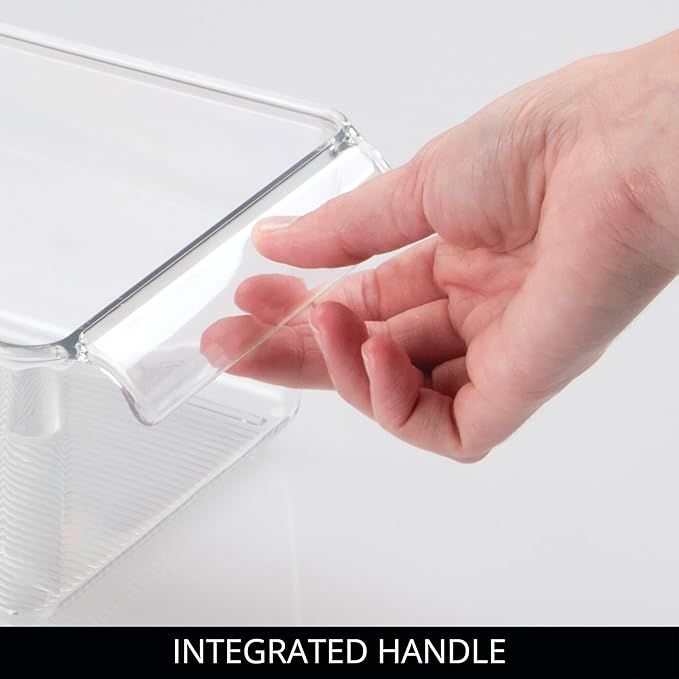 iDesign Fridge Storage Bin with Handle - Fridge Tray for Meats and Cheeses - Set of 2 - Clear