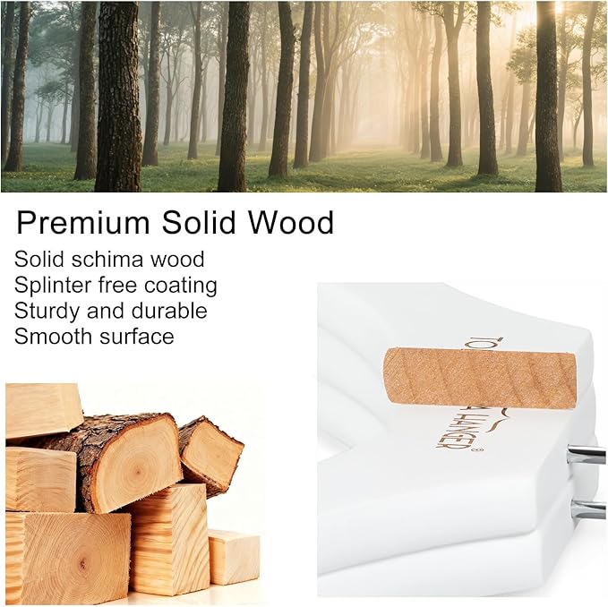 TOPIA HANGER Wooden Coat Hangers 24 Pack, Premium Wood Suit Sweater No Shoulder Bump Hangers, 360° Swivel Hook and Cut Notches Clothes Hangers for Sweater, Coat, Shirts, Hoodies, Dress, White CT85W