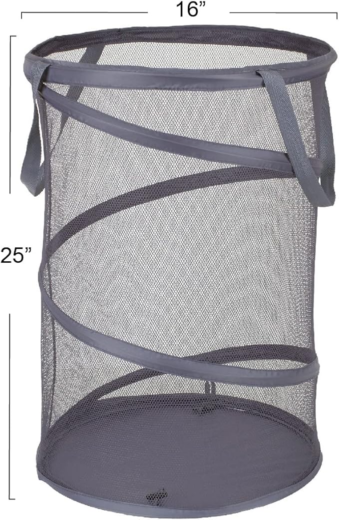 Household Essentials 2027-1 Pop-Up Collapsible Mesh Laundry Hamper | Charcoal