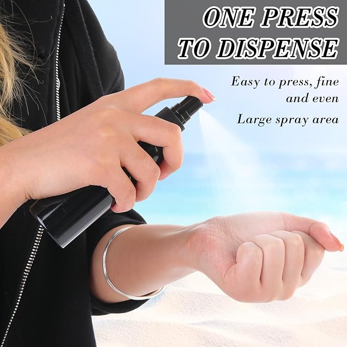 Kigley 100 Pcs Small Spray Bottle Bulk 4 oz Plastic Empty Mist Spray Bottles for Essential Oils Fine Mist Sprayer Reusable Refillable Portable Travel Containers for Perfume Cleaning Samples(Black)