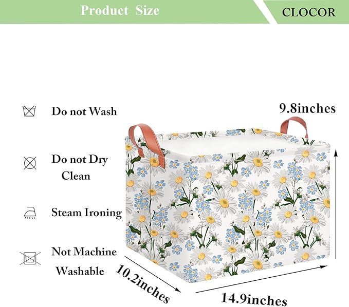 CLOCOR Rectangular Storage Basket Empty,Gift Basket,Waterproof Storage Bin with Handles,Room Decor(Orchid Daisy)