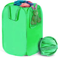 HOUSE AGAIN Upgraded Polyester Pop Up Laundry Hamper, Collapsible Laundry Baskets with Durable Handles Solid Bottom High Steel Frame and Side Pocket, Easy Open & Save space,Perfect for Storage(Green)