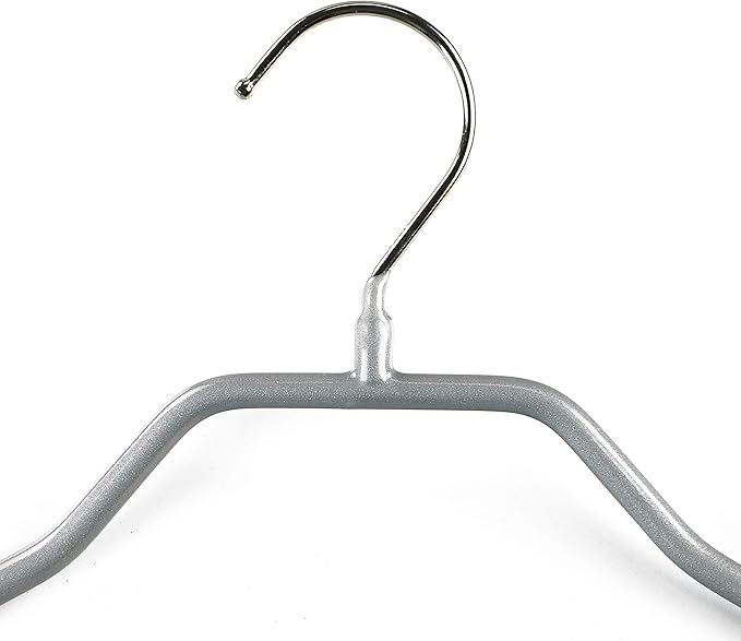 Mawa by Reston Lloyd BodyForm Series Non-Slip Space Saving Clothes Hanger with 2 Clips for Pants or Skirts, Style 42/LK, Set of 5, Silver