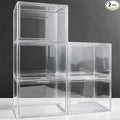 EDS FAM 12 Pack X-Large Acrylic Display Case, Size 14 Clear Shoe Box Stackable Sneaker Display Case with Magnetic Lid Multipurpose Storage Bin for Closet for Purses, Handbags, Cosmetics, Collectibles