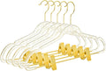 MIZGI Slim Gold Glitter Pants & Skirt Hangers (20 Pack) – Adjustable Gold Clips & Hooks, Transparent Non-Felt, Space-Saving for Dresses, Shirts, Blouses
