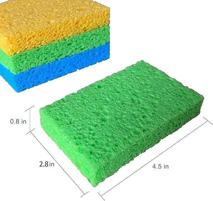 36 Pk Pop-Up Compressed Cellulose Sponges, Heavy Duty Scrub Kitchen Sponge, Clean Tough Messes Without Scratching Eco Friendly Reusable Compostable&Biodegradable 4.6x2.8x0.8Inch