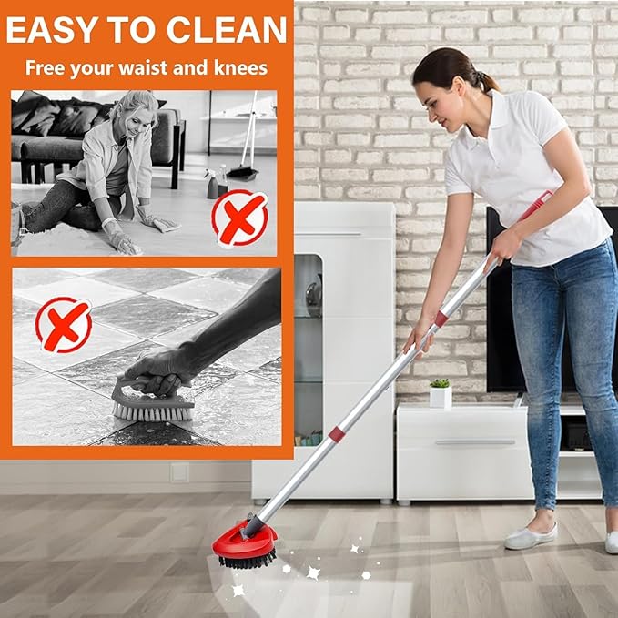 Small Spin Mop Replace Head Base + Scrub Brush for O Cedar 2-Tank RinseClean,1 Scrubber Brush and Mop Base Combo Set,Great for Kitchen, Deck, Bathroom and Shower Floor Scrubber