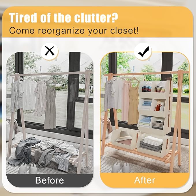 1 Pack,Hanging Closet Organizer 3 Tier,Disassemblable Clothes Hanging Shelves,Space-Saving Closet System, Fabric Storage Bins Bedroom Organization,Collapsible Baskets for Home, Dorm, Rv,Grey