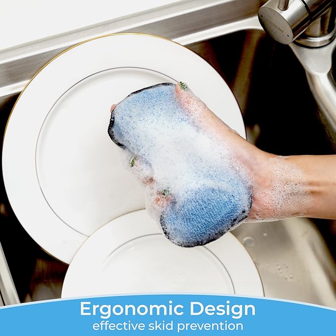 GRANNY SAYS Sponges Kitchen for Washing, Dish Washing Scrubbers, Scrubbing Pad for Cleaning, Scrub Sponge for Kitchen Non - Scratch, Scouring Pad for Pots and Pans, Washable & Microfiber Pad, 18 Pack