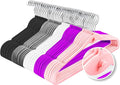 Multi-Color Velvet Hangers 50 Pack with Cascading Hooks, Non-Slip Black, Pink, White, Grey, and Purple Velvet Hangers for Clothes, Suits, and Coats