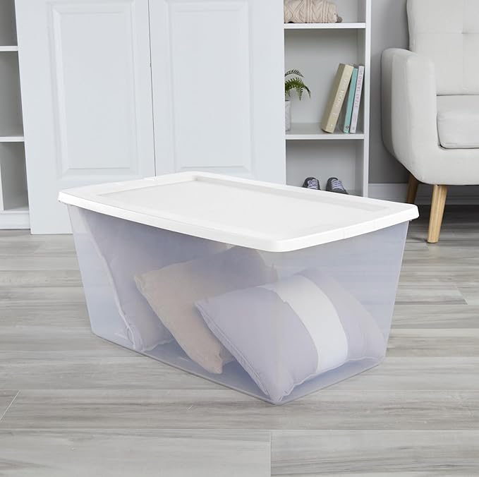 2-Pack 90 Quart Clear Plastic Storage Bin, Stackable Storage Bins, Multipurpose Organizer for Home, Office, Bedroom