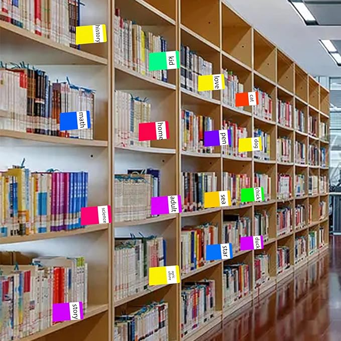 48PCS 12x2inch Thick Library Book Dividers for Shelves with Stickers