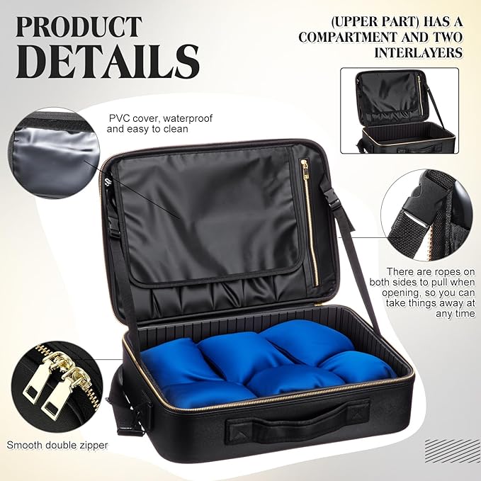 Eccliy Locking Storage Box for Adult Items, 15.8 x 11.4 x 4.3 Inches Discreet Lockable Game Toy Storage Flat Box Bag with Combination Lock, PU Leather(Black)