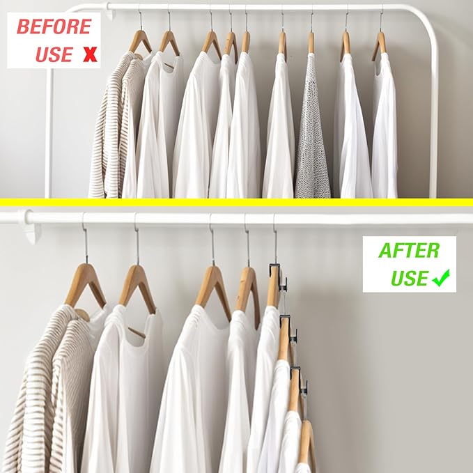 Space Saving Clothes Hanger Connector Hooks, Heavy Duty Hangers Space Saver, Durable Premium Cascading Hanger Hooks for Wardrobe Closet Organizer, 24 Pcs (Heart)