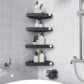 Sotfamily Plastic Shower Caddy Corner (For 90° Only), 4 Pack Adhesive Corner Shower Shelves for Bathroom Organizers and Storage, Black