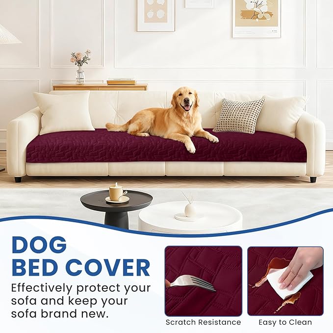 Waterproof Couch Covers for Pets, Waterproof Dog Bed Cover, Anti-Slip Soft Dog Blankets, Couch Cover for Dogs Washable, Pet Blanket for Puppy Large Dogs Christmas (30x70 Inch, Burgundy)