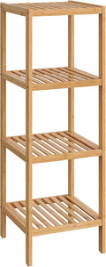 SONGMICS 4-Tier Bamboo Shelf, Narrow Bathroom Shelf, Standing Towel Rack, Corner Rack, for Kitchen, Living Room, Bedroom, Entryway, Bathroom, Natural UBCB54Y