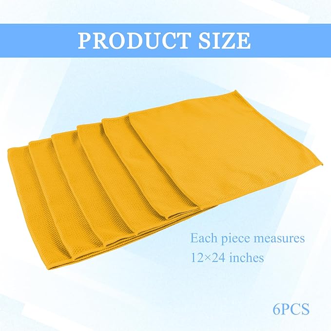 6PCS Microfiber Glass Cleaning Cloth, 12"×24" Fish Scale Cloth for Car Glass & Window Cleaning, Lint-Free Streak-Free, Multi-Purpose Mirror Washing Towels, Car Cleaning Supplies (Orange)
