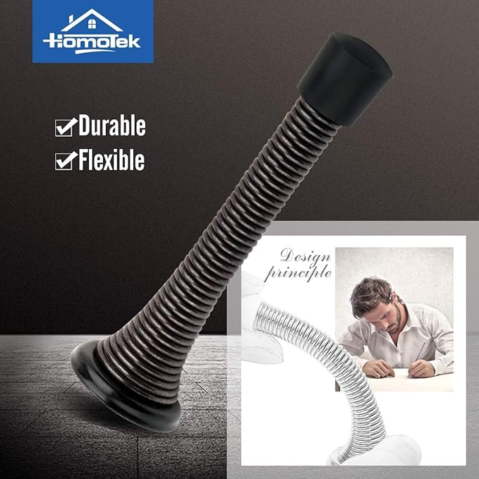 HOMOTEK 40 Pack Oil Rubbed Bronze Spring Door Stops,3-1/8” Heavy Duty Door Stop - Flexible Spring Door Stopper with Low Mounted Black Rubber Bumper Tips