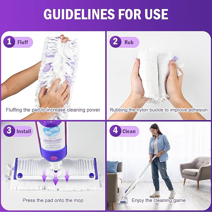 20 Count Disposable Mopping Pad Refills for Swiffer® Power Mop™ Pads Refills, Unscented Spray Cleaning Repalcement Pads