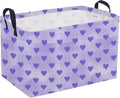 Sanjiaofeng Rectangular Valentine's Day Basket Love Storage Bins,Girls Storage Basket with Handles.Clothers,Books,Kid's Gifts Bins. (Purple love)
