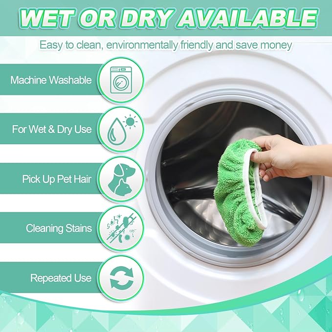 Nuogo Reusable Wet Mop Pads Refills Compatible with Swiffer Sweeper Mops Household Cleaning Tools Washable Mop Pads for Wet & Dry Use（48）