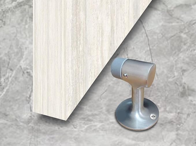 QCAA Solid Brass Door Stop, 3", Height, Satin Chrome, 2 Pack