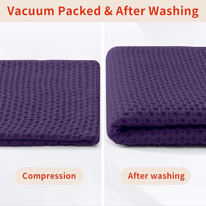Homaxy 100% Cotton Waffle Weave Kitchen Dish Cloths, Ultra Soft Absorbent Quick Drying Dish Towels, 12 x 12 Inches, 8-Pack, Eggplant