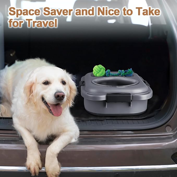 Dog Food Storage Container，10-25 lbs Airtight Collapsible Cat Food Storage Container with Attachable Wheels, Portable Handle, Dog Food Scoop for Dog Cat Bird Pet Dry Food Storage Bin Dark Grey
