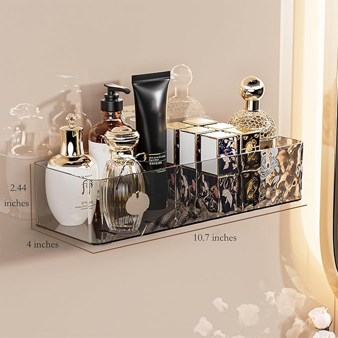 Lae Nuvole Wall Mounted Bathroom Caddy Organizer, Adhesive Shower Shelf for Inside Shower Caddy Plastic Bathroom Organizers and Storage for Wall, Bath, Makeup, Home Decor, No Drilling (Black)