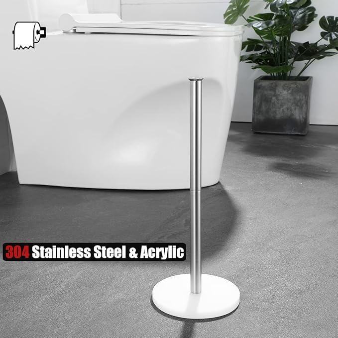 JQK Toilet Paper Storage Stand, 304 Stainless Steel Thicken 0.8mm Tissue Reserve Holder Dispenser for Bathroom, Brushed Steel, TPS180-WN