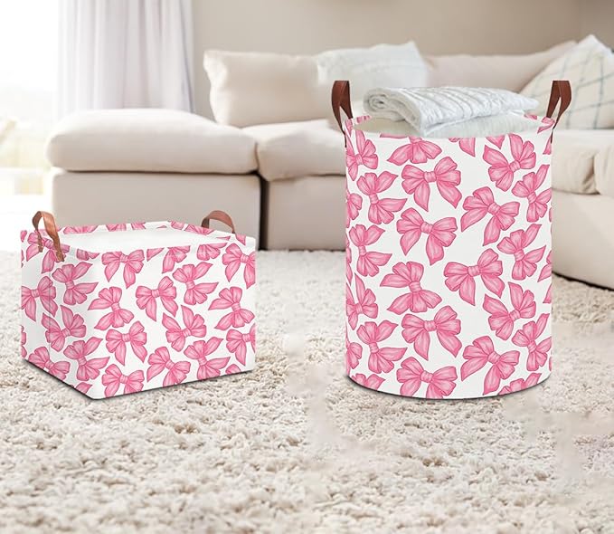 Rectangular Storage Baskets，Gift Basket,Book Box,Room Decor(Big Bowknot)