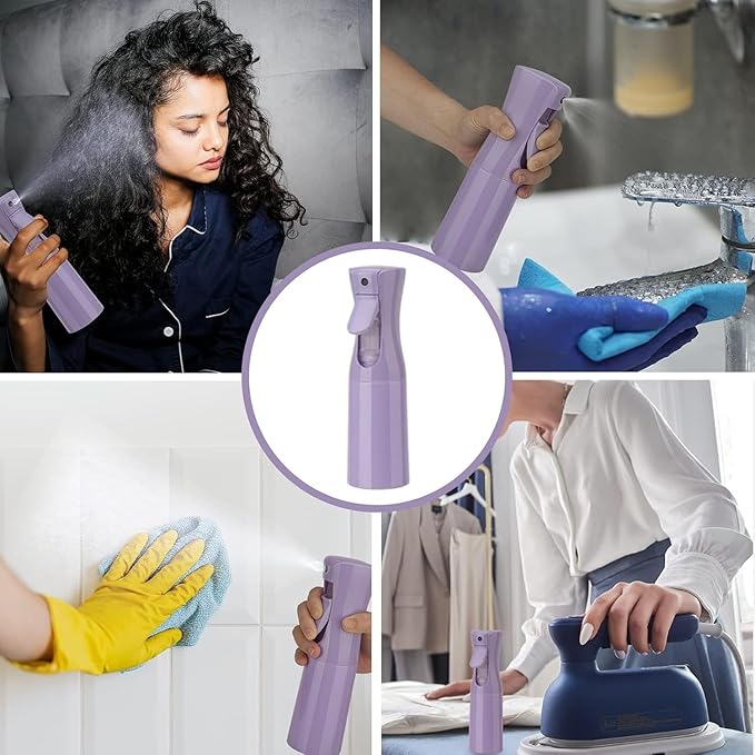 Spray Bottle for Hair (10.15OZ /300ML) Continuous Ultra Fine Mist Sprayer for Hair, Salons, Barber, Plants, Skin Care, 1 Plack Purple