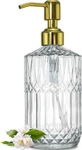 JASAI 18Oz Dazzling Clear Glass Soap Dispenser with Golden Pump for Bathroom, Refillable Kitchen soap Dispenser for Dish Soap, Bathroom Soap Dispenser for Hand Soap, Lotion.(Golden)