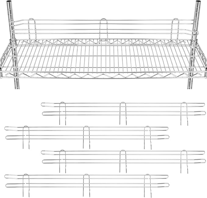 4 Pcs Chrome Wire Shelf Ledge 36 L x 4 H Wire Shelving Side Ledge Metal Shelves Accessories Pantry and Garage Storage (Silver)