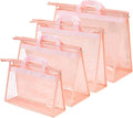 CINPIUK Handbag Dust Bags Clear Purse Storage Organizer for Closet Small to Extra Large Handbags Dust Free Bags Hanging Zipper Storage Bag with Hooks, (Pink, 4 Sizes-4PCS)