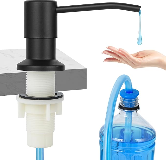 Soap Dispenser for Kitchen Sink,Matte Black Stainless Steel Countertop Dish Sink Soap Dispenser Pump with 47 '' Extension Tube kit