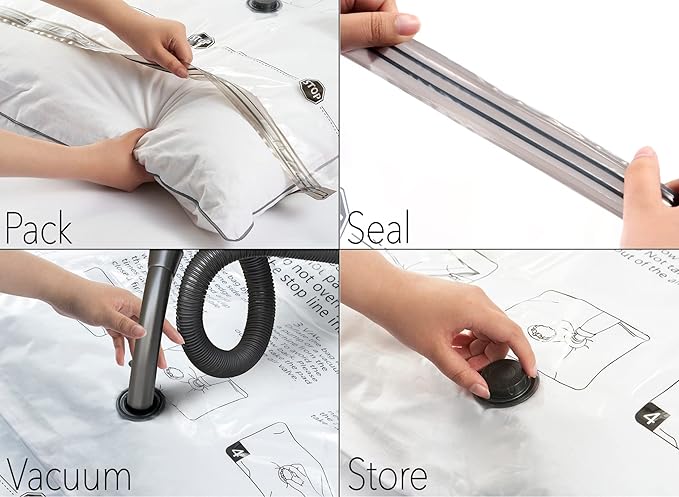 SpaceAid Vacuum Storage Bags, Space Saver Sealer Compression Bags for Comforters, Blankets, Pillows, Bedding, Clothes (Small 3 Pack)