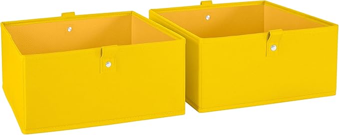 RiverRidge Kids 2pc Folding Storage Bins Set - 10.5” Bin Organizer with Handles - Yellow Closet Organizers & Storage for Toys, Games, Shoes - Foldable Cube Storage Organizer Bins for Playroom, Nursery