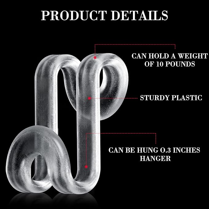 Jetec 48 Pieces Clothes Hanger Connector Hooks Extender Clips Clothes Hanger Hooks Extenders for Closet Space Saving Cascading Velvet Huggable Hangers Accessory(Clear)