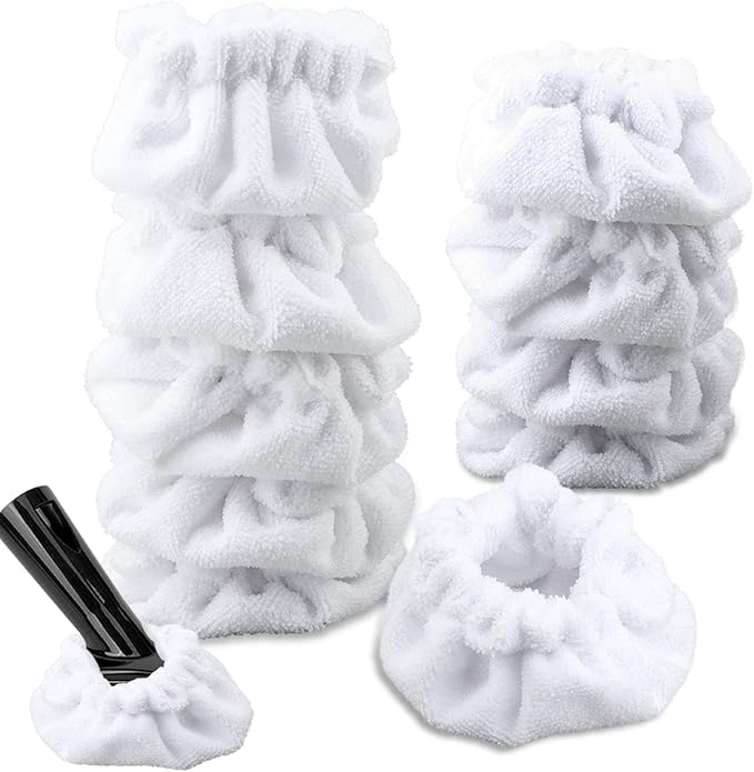 Bibabala Microfiber Cloths for Steam Cleaner, Microfiber Bonnet Steam Mop Pads, Universal Reusable Cleaning Pads Fits for The Triangular Brush Tool,Steam-Cleaner Accessories(10 Pack)