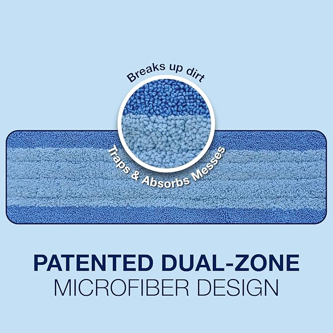 Bona Mop Microfiber Cleaning Pad for Hardwood & Hard Surface Floors - Value 3-Pack - For Use With Bona Mops - Dual Zone Cleaning