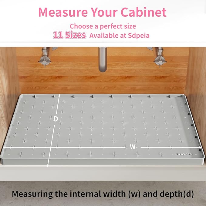 Sdpeia Under Sink Mat 22"×19" Waterproof Silicone Cabinet Liner & Sink Protector for Kitchen & Bathroom, Multi-Purpose Organizers Tray for Pets, Laundry, Cat Litter Mat